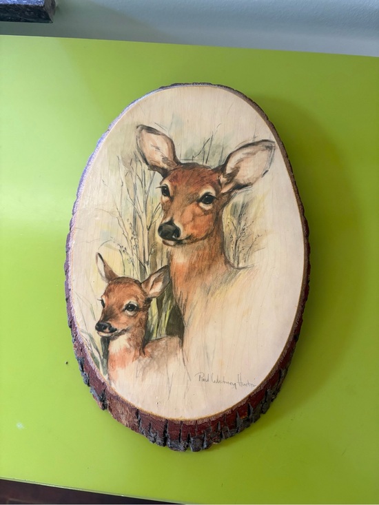 Other - Vintage Wood Slab Art Deer Fawn